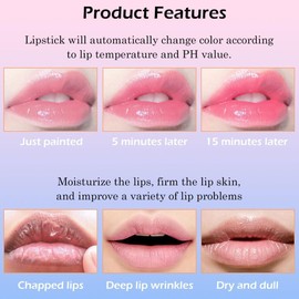 Bálsamo Labial que Cambia de Color, Labiales Mágicos que Cambian de Color Brillos Labiales teñido, labial hidratante impermeable de larga duración (B)