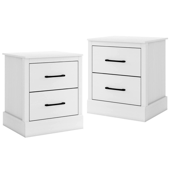 Costway 2PCS 18.5" Farmhouse Nightstand w/2 Drawers Compact Size End