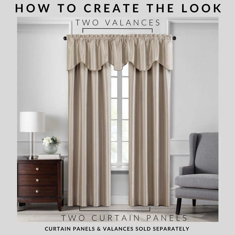 Elrene Home Fashions Colette Faux-Silk Scalloped Window Valance, 50 in