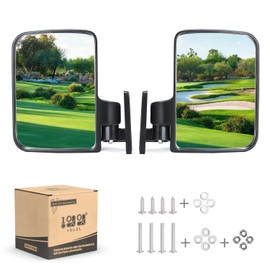 10L0L Universal Golf Cart Side Mirrors for Yamaha Club Car, EZGO, Folding Side View Mirror Extra Wide 180 Degree Large Panoramic Mirrors