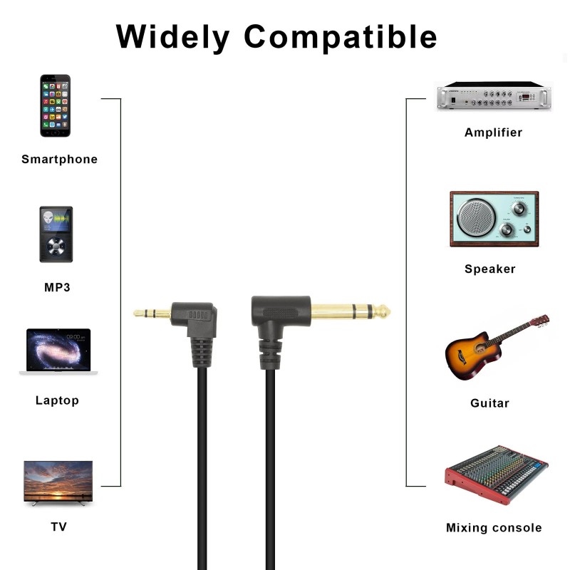 Xilaghy 90 Degree 1/8 to 1/4 Stereo Audio Cable, Right