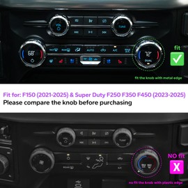 Polodunn for Ford F150 Accessories 2021-2025 2026 & Super Duty F250 F350 F450 2023-2026, 9pcs Aluminum Alloy Knob Cover Trim Set - Push Start, A/C, Volume, Headlight, Trailer & Drive Mode (Purple)