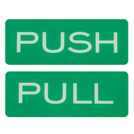 PATIKIL 1Set Push Pull Door Stickers, 2x4.7in Push and Pull Signs Plate Acrylic Vertical Self-Adhesive for Doors Glass Window Business Stores, Rectangle, Green
