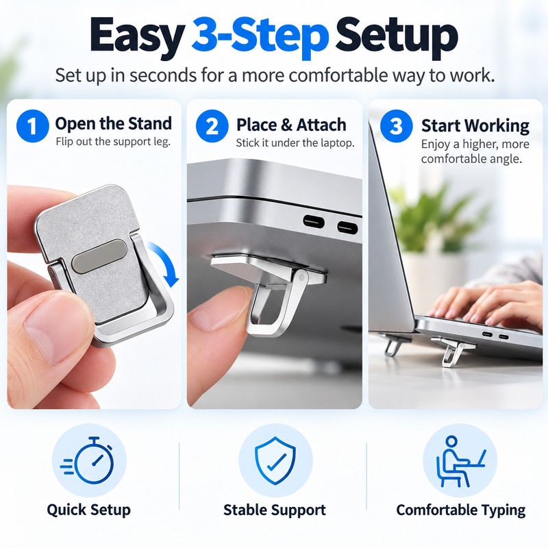 Mini Laptop Stand for Desk – 2-Piece Aluminum Alloy &