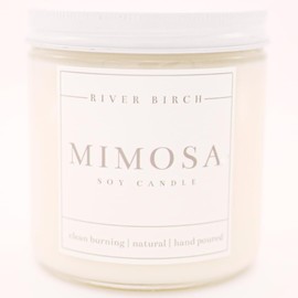 River Birch Candles Mimosa Scented Candle | Premium, All-Natural, Non-Toxic, Soy Candles | 16oz 90 Hr Burn Time | Cozy Relaxing Gifts for Home