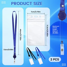 2 Pack Cruise Lanyard with Double Sided Clear ID Badge Holder, Vertical Punched Zipper Waterproof for Ship Cards, Retractable lanyards, Cruise Essentials Accessories