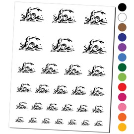 Swimmer Swimming Freestyle Taking Breath Temporary Tattoo Water Resistant Fake Body Art Set Collection - Black (One Sheet)