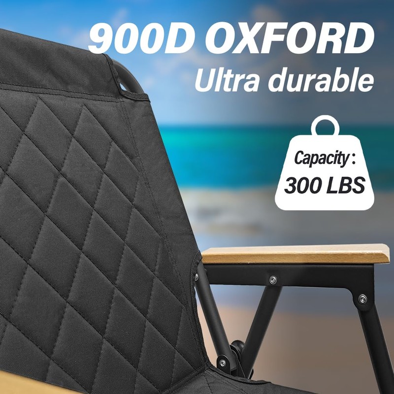 BESTHLS 2 Pack Folding Camping Chair, 600D Oxford with Wooden