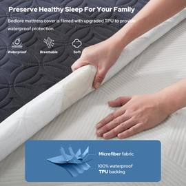 BEDLORE 2 Pack Waterproof Mattress Protector, Queen Size Mattress Pad with Deep Pocket 6"-18" Depth, Soft Breathable Bed Mattress Cover for Bedroom, College Dorm (Navy Blue)