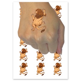 Ferocious Crawling Lion Regal Cat Fierce Temporary Tattoo Water Resistant Fake Body Art Set Collection - 54 1" Tattoos (1 Sheet)