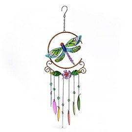 FLCSIed Dragonfly Wind Chime Indoor/Outdoor - Waterproof 4 Gold Aluminum Tube Handmade Metal Music Wind Chime, Mobile Romantic Wind-Bell for Home, Party, Festival Decor, Garden Decoration