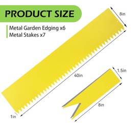 Landscape Edging Kit, Galvanized Steel Edging Landscape Lawn Edging Powder for Lawn Yard, Coated Bendable Metal Strips, No-Dig Hammer-in Edging Border w/Clips (8 INCH 6 PCS, Gold)