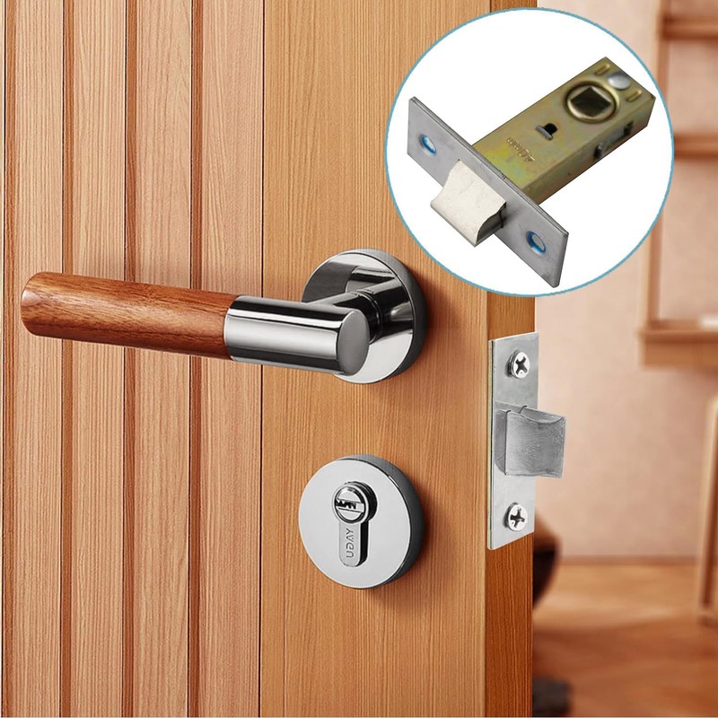 TOP-VIGOR 1Pcs 40mm Tubular Mortice Latch, Flat Tongue Lock, Mute