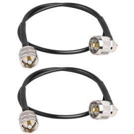 MOOKEERF CB Coax Cable - 2PCS 2FT RG58 UHF PL-259 Male to Male Right Angle Coaxial Cable Low Loss Cb Antenna Cable Jumper Cable for CB Radio, HAM Radio, Antenna Analyzer, SWR Meter