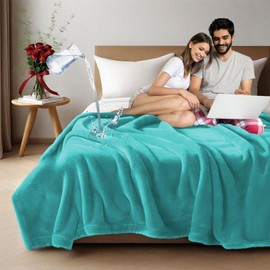 Haltune Stain-Proof Teal Blanket for Intimate Moments Queen Size 80'' x 60'', Bedding Cover and Protection for Love Activities