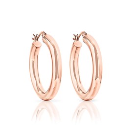 DTPsilver - Women's Creole Earrings 925 Sterling Silver Rose Gold-Plated - Thickness 5 mm - Diameter: 35, 40, 50, 60 mm, Sterling Silver