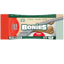 Bonies Natural Hip & Joint Formula Minis-Sized Single Bone, Glucosamine & Omega Fatty Acids, Fresh Breath, Clean Teeth, Low Calories, Chicken Flavor, Minis, 2 Bone Pack