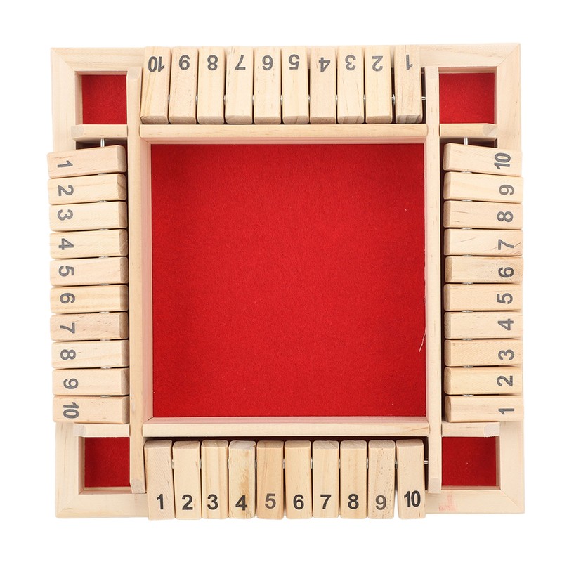 4 Sided Shut The Box Dice Game Wooden Board Table