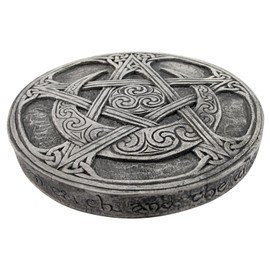 Dryad Design Moon Pentacle Wall Plaque - Wiccan Pagan Home Decor Stone Finish