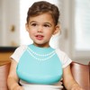 Make My Day Silicon Baby Bib with Pearls, Blue/White by