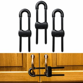 Cabinet Locks Baby Proofing U-Shaped Child Locks for Cabinets Latches Adjustable (Black,1 Pack of 4)