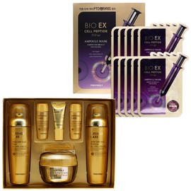 Tony Moly Intense Care Gold 24K Snail 3-Piece Set + Bioex Cell Peptide Fill-up Ampoule Mask Set (10 pieces) / 토니모리 인텐스케어 골드24K 스네일 3종세트+바이오이엑스 셀 펩타이드 필업 앰플 마스크 세트(10매입)