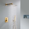 SaniteModar Brushed Gold Shower Head System 12 Inch Square Rainfall