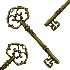 Makhry Mixed Set of 20pcs 3.1-3.3 inches Extra Large Key Vintage Key Skeleton Keys in Bulk for DIY Pendant (Antique Bronze)
