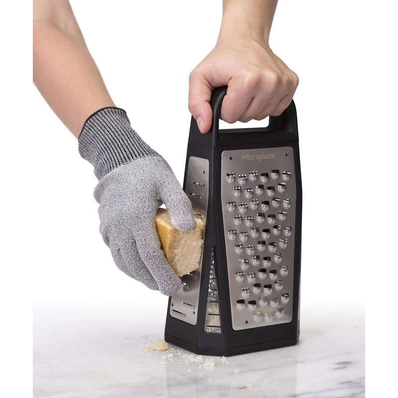 Microplane Elite Five Blade Box Grater with Measuring Cup Base,