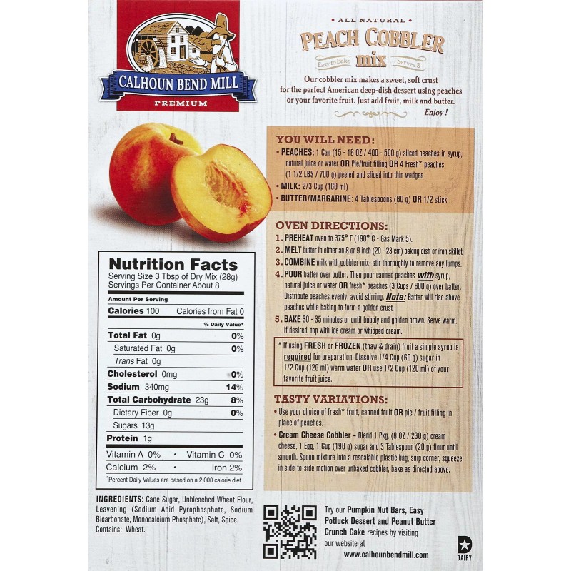 Calhoun Bend Mix Peach Cobbler 8 oz (Pack of 6)