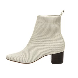 CUSHIONAIRE Women's Neely Stretch bootie +Memory Foam and Wide Widths Available, Ivory 8.5