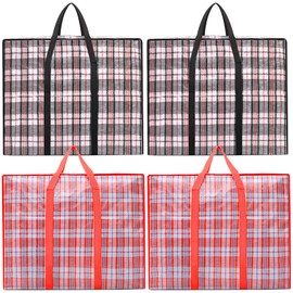 AKOFIC Aufbewahrung Wäscherei Einkaufstaschen, 4er-Pack Jumbo Tasche mit Reißverschluss und Griffen, Große Aufbewahrungstasche Kleidung Kleideraufbewahrung Aufbewahrungstasche Wiederverwendbare