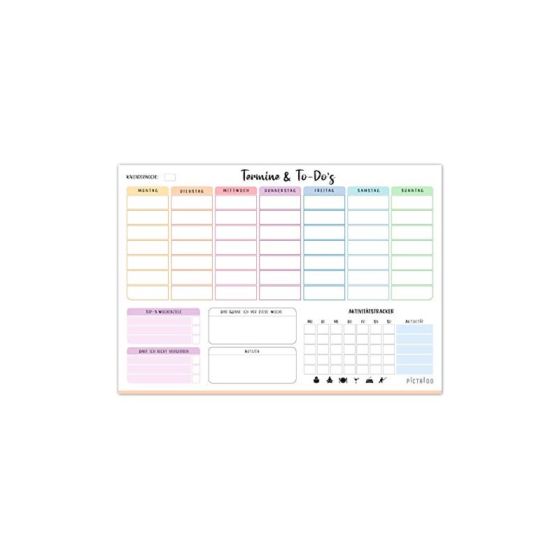 Weekly Planner Pad, 50 Sheets, Includes Activity Tracker, Weekly Goals