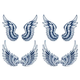 Jagua Tattoo Tattoo Stickers, 2 Weeks Disappearing Henna Tattoos Real Facing Feather Wings Set of 2 (gz154-2)