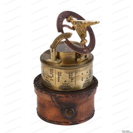 US HANDICRAFTS Vintage Compass Navigational Instrument - Marine Sundial Compass With Leather Case & Calendarâ€¦.