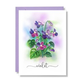 TUMYBee Happy Mothers Day Cards, Violet Flower Quilling Card, 3D Birthday, Valentine, Sympathy, Thinking Of You, Get Well, Love Friend, Boss, Mom, Daughter, Girl, Grandma (Violet)