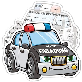 RFBEUTEL Police Invitation Cards Pack of 12 Children's Birthday Invitations to Fill in Policeman Birthday Invitations Party Invitations for Children Boys Girls