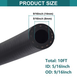 5/16 Inch ID Fuel Line Hose - 10FT Marine Grade Fuel Line with 10PCS Hose Clamps,300PSI High-Pressure Fuel Line for Automotive Fuel Systems Engines (5/16" ID-10Ft)