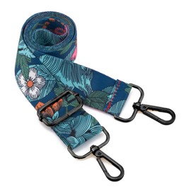 ZOOEASS Nickel Buckles Wide Shoulder Strap Adjustable Replacement Belt Gun Buckles Guitar Style Crossbody Bag Strap(Wide:1.5in,Long:49.2in) (Flower3)