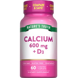 Nature's Truth Calcium 600 mg with Vitamin D3 | Coated Caplets | Calcium Carbonate | Vegetarian, Non-GMO & Gluten Free Supplement
