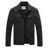 WenVen Men's Casual Cotton Jacket Canvas Military Field Jacket (B-Black,M)