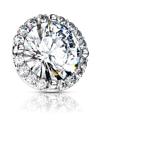 14 Gauge Round Prong Set CZ Center with CZ Around