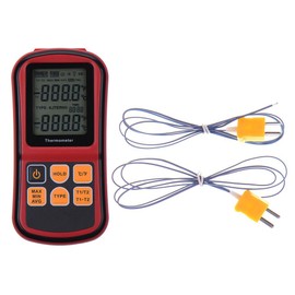 AIHG Digital Thermocouple Thermometer Dual-Channel LCD Backlight Temperature Meter Tester with 2 K-Type Thermocouple for E/J/K/N/R/S/T