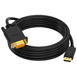 Seefeful (in) DisplayPort to (Out) VGA Adapter DP to VGA Cable Male to Male Gold-Plated for Computer, Laptop, Monitor, TV, Projector (NOT Bidirectional) (6 Feet) (DisplayPort to VGA (6 Feet))
