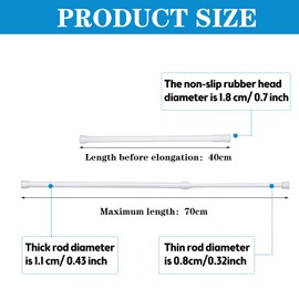8 Pack Window Security Bar Window Lock Bar 15.7-27.6 Inch 1/2'' Diameter Adjustable Sliding Glass Door Lock Window Safety Bars with Rubber Tips Sliding Door Security Stick for Bathroom Cupboard