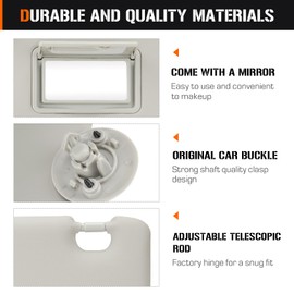 Left & Right Sun Visor for 2012-2019 Chevy Sonic, 2013-2016 Spark, Driver & Passenger Side Sunvisor Beige Grey Sunvisor Replace P95327509 P95327507