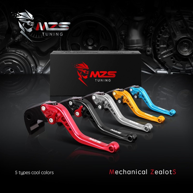 MZS Black Motorcycle Brake Clutch Levers Adjustable Short CNC Compatible