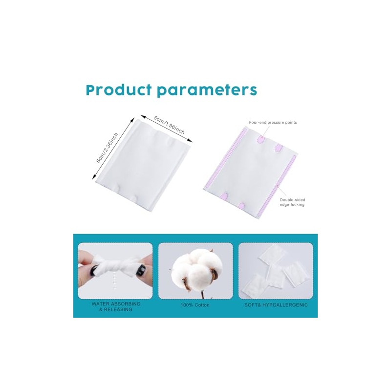 Square Cotton Pads for Makeup Remover (400 Count), 100% Pure