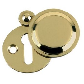 Carlisle Brass Victorian Standard Profile Keyhole CLOSED Covered Lock Swing Cover Plate Escutcheon 32mm + Screws (Polished Brass)