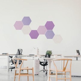 LAJAR 8 Pcs Self Adhesive Felt Bulletin Board Tiles (Large), Hexagon Color Felt Pin Board Wall Tiles for Photos, Pictures, Memos (Pink Large)